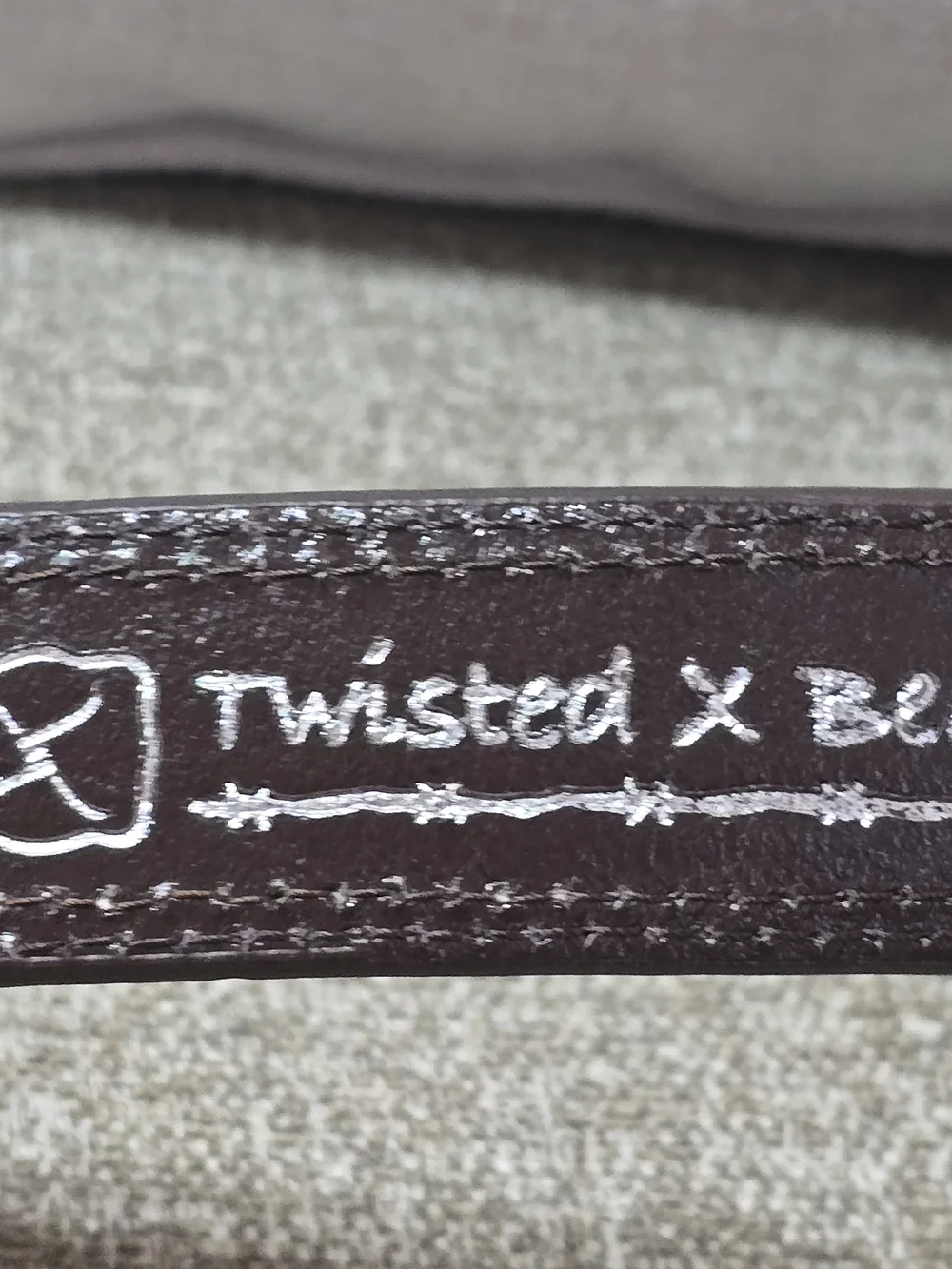TWISTED X TOOLED LEATHER BELT BROWN WESTERN DISTRESSED RUGGED MENS 36